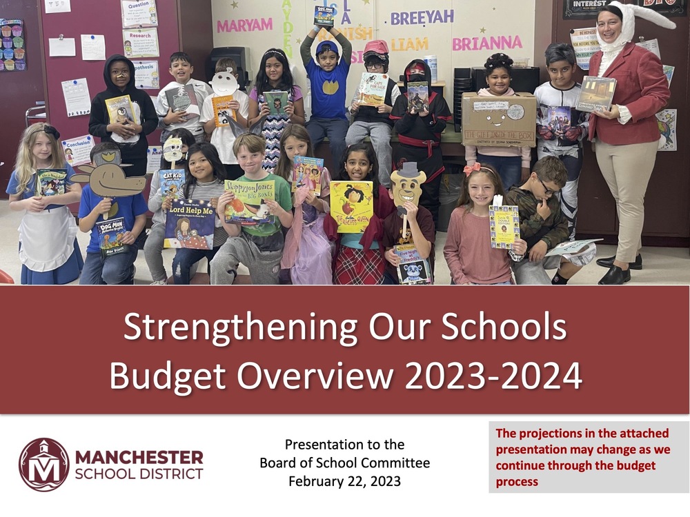 Manchester School District budget presentation cover slide