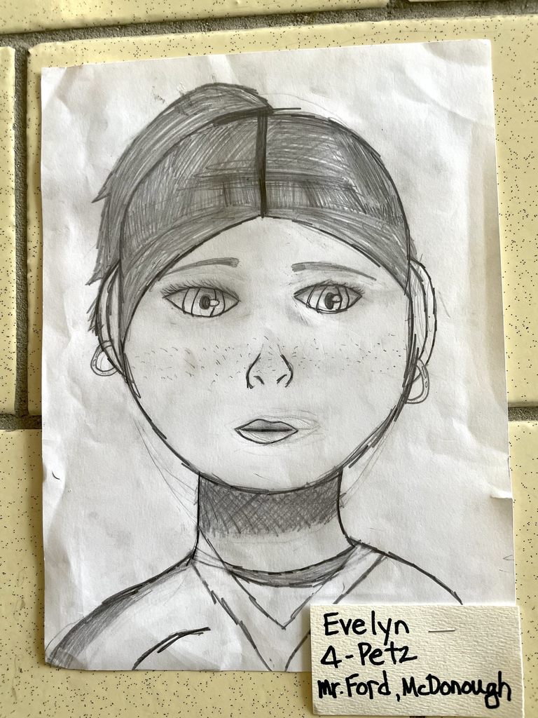student artwork portrait by Evelyn Grade 4